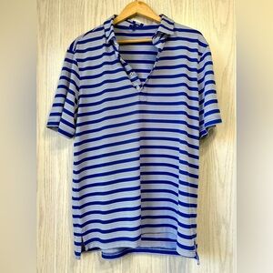 Stitch Striped Performance Polo Shirt Blue/White Size Large EUC